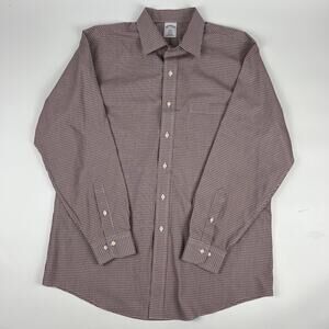 Brooks Brothers Regent 1818 Non-Iron Dress Shirt 17-4/5 Maroon Check 100% Cotton
